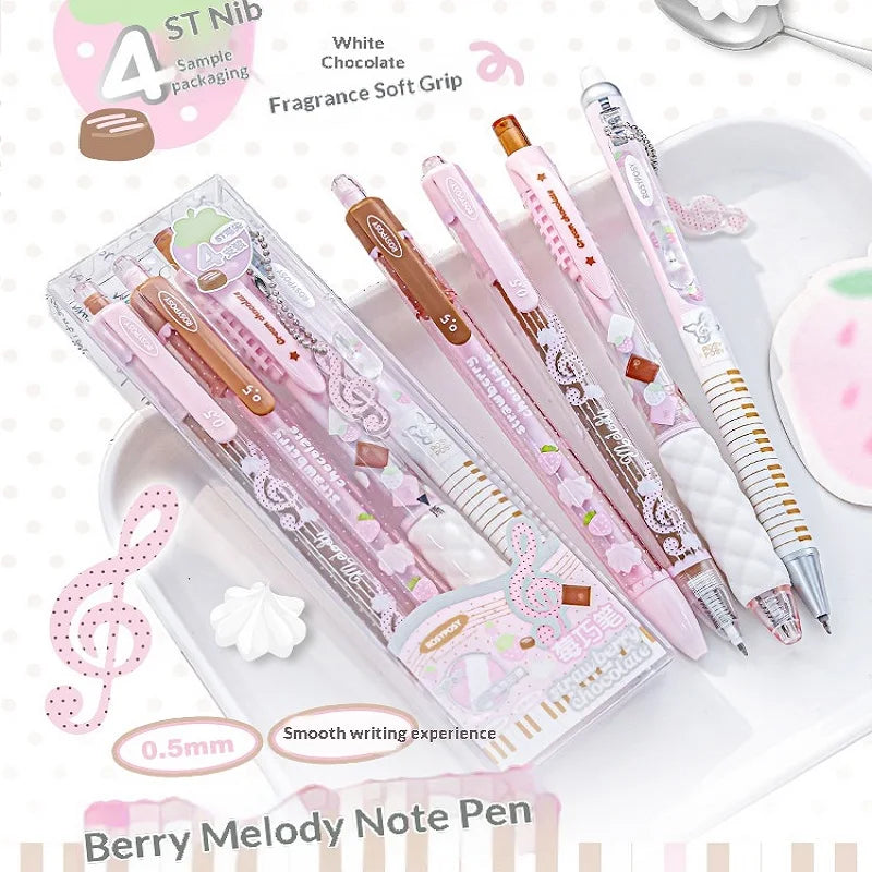 CowLost | product_id-2026-rosyposy-0-5mm-retractable-gel-pen-aesthetic-strawberry-music-notes-design-quick-dry-for-office-exam |1
