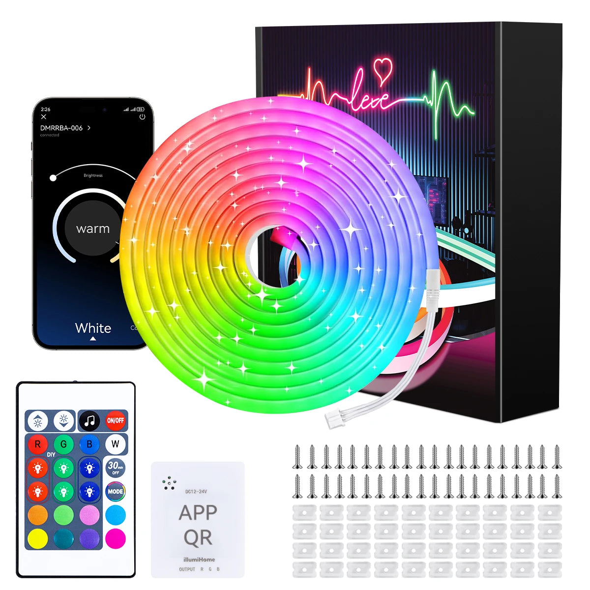 40M/30M RGB LED Neon Rope Lights, Music Sync, App & Remote Control, Waterproof Indoor Outdoor