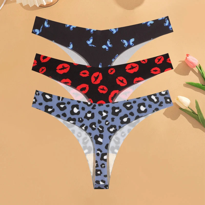 CowLost | activewear-pants-3pcs-womens-ice-silk-seamless-low-waist-leopard-thongs |29