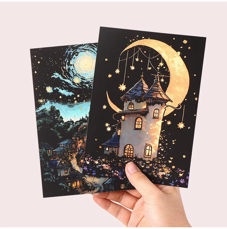 CowLost | product_id-4-pcs-a5-noctilucent-diy-scratch-painting-set-castle-landscape-animal-night-scenes |16
