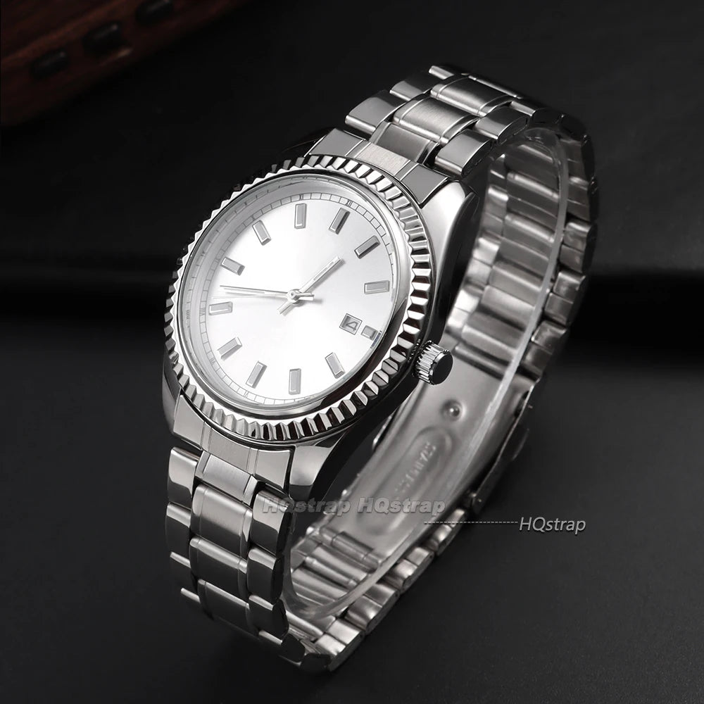 Curved End Stainless Steel Watch Strap 20mm 22mm Folding Buckle for Seiko Replacement Band