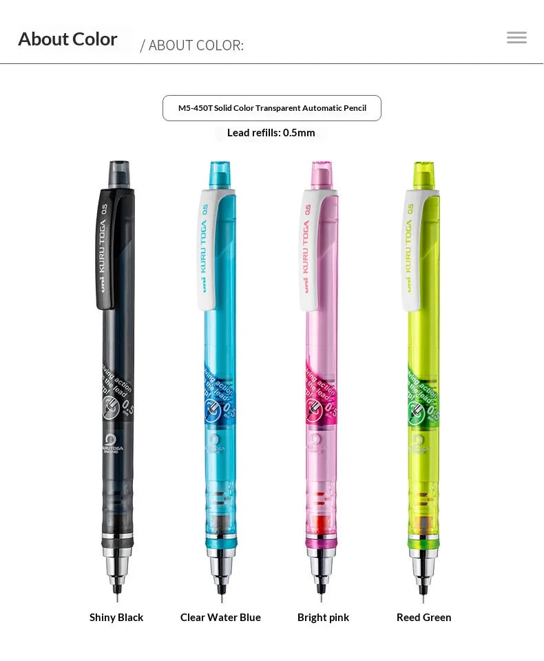 CowLost | product_id-uni-kuru-toga-450t-0-5mm-mechanical-pencil-with-ergonomic-grip-and-anti-smudge-lead-auto-rotating-tip-for-writing-and-sketching |17