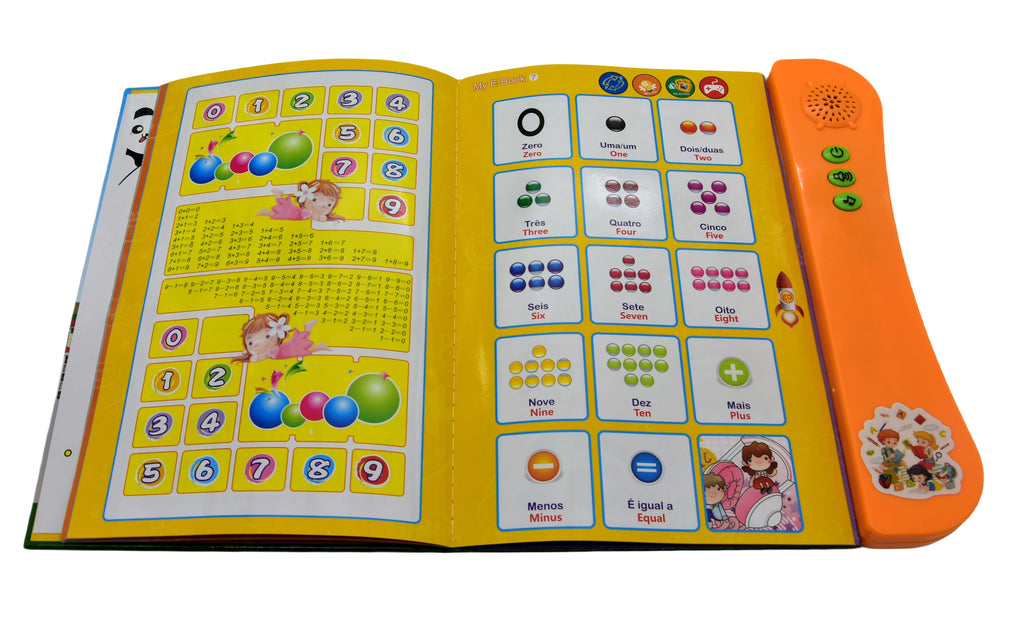 Portuguese English Bilingual Sound Book for Children Alphabet Numbers Animals Fruit Vegetables Educational