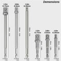 CowLost | 6pcs-set-1-23-81-4-hexagonal-handle-shank-adapter-sleeve-connection-conversion-rod-square-head-socket-extension-rod |6