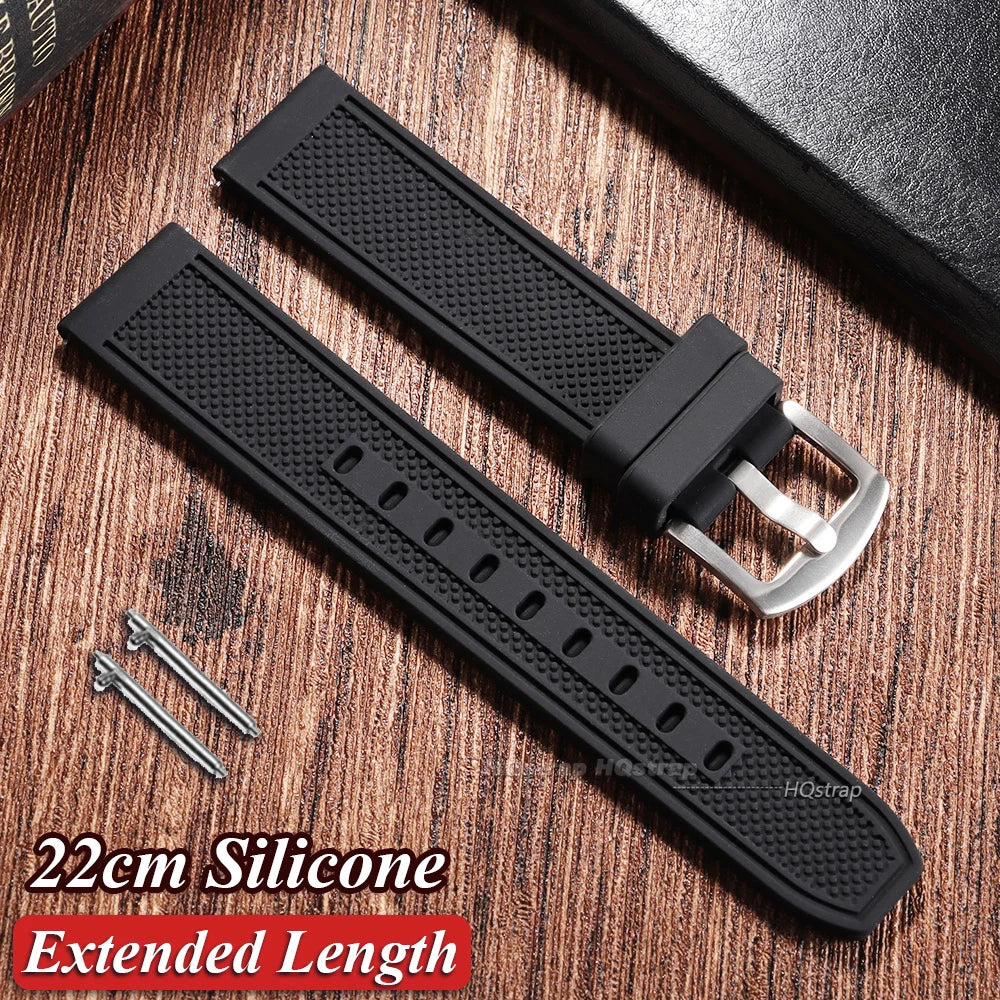 Extended Length Silicone Watchbands 22mm for Samsung Galaxy Watch & Seiko Men Sport