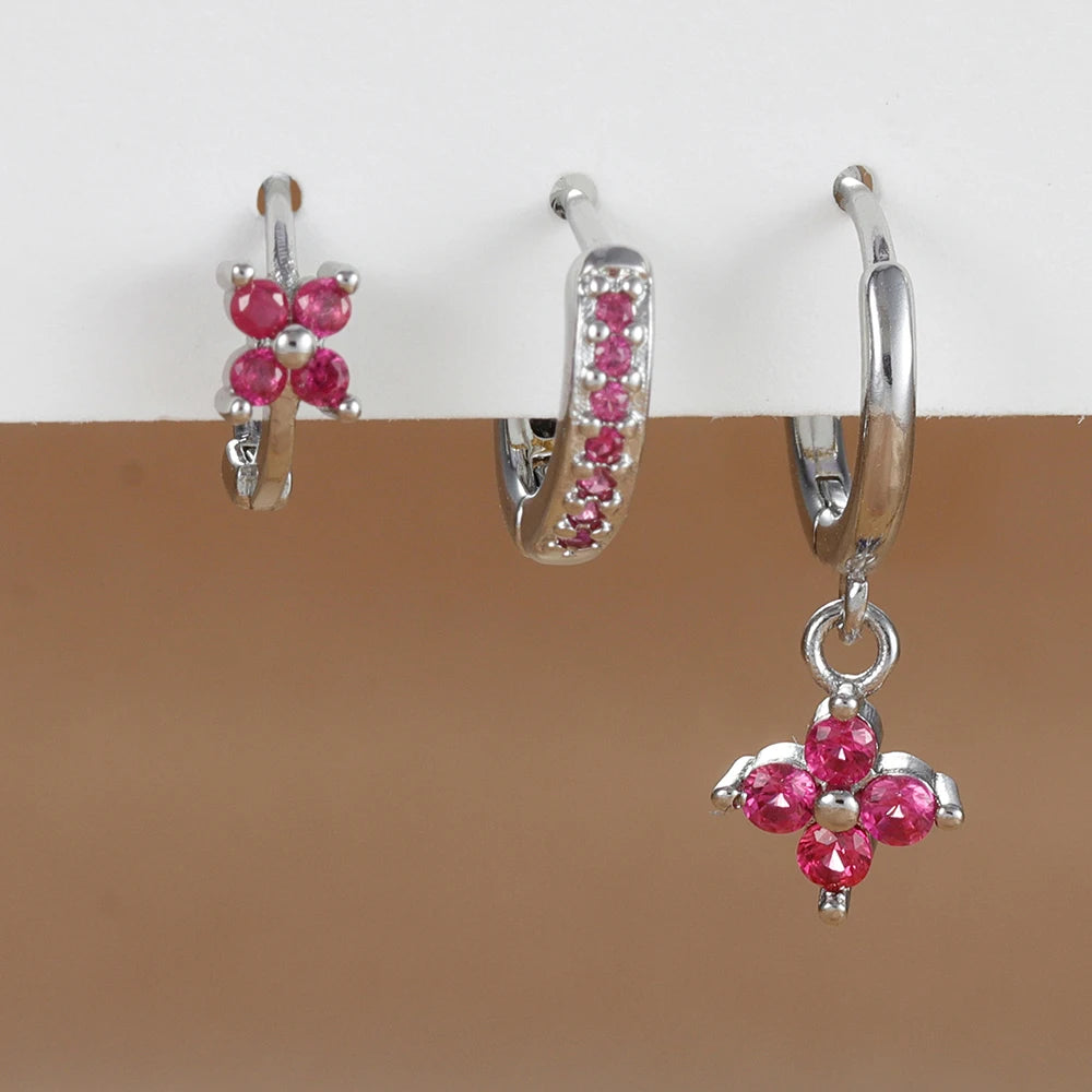 CowLost | business-card-cases-3pcs-trendy-stainless-steel-flower-drop-earrings-set-for-women |21