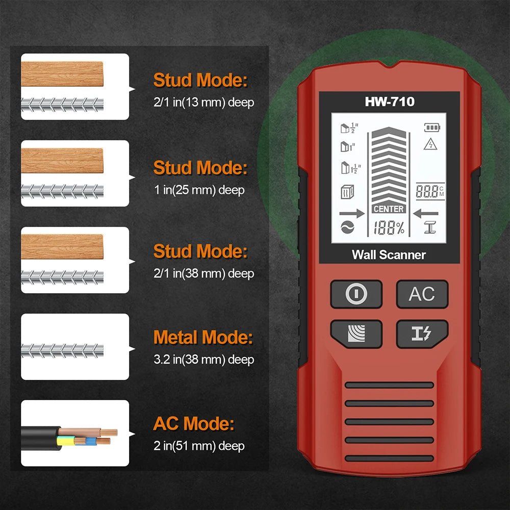 Multifunctional Handheld Wall Stud Finder Metal Detector with LCD for Home Use