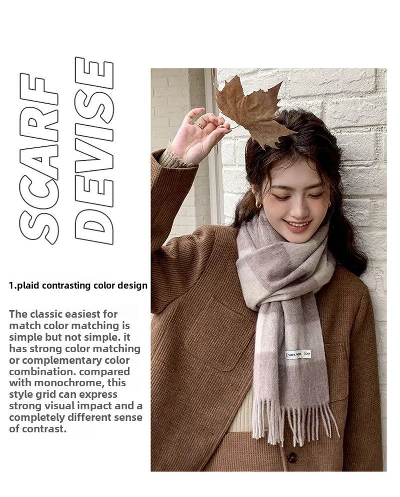 CowLost | australian-wool-winter-plaid-cashmere-scarf |9