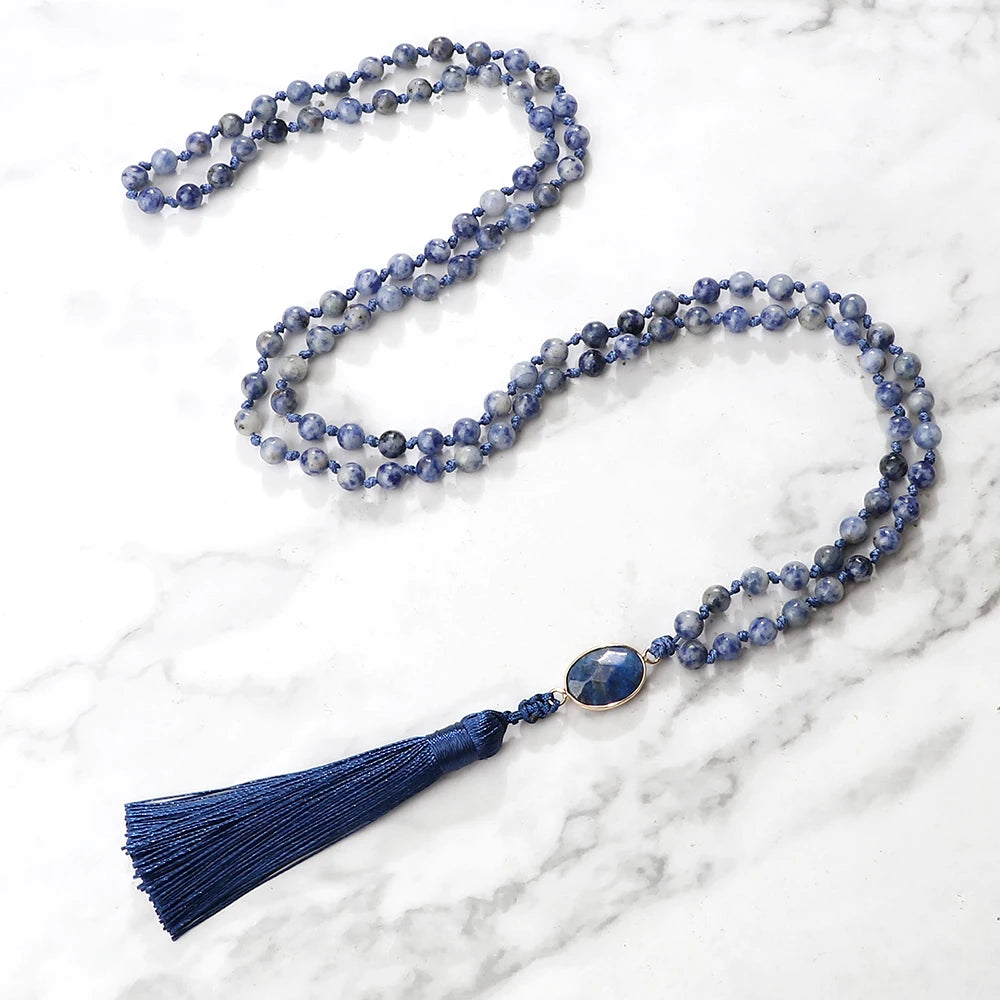 CowLost | handbags-white-dot-blue-vein-sodalite-108-beaded-mala-necklace-natural-stone |18