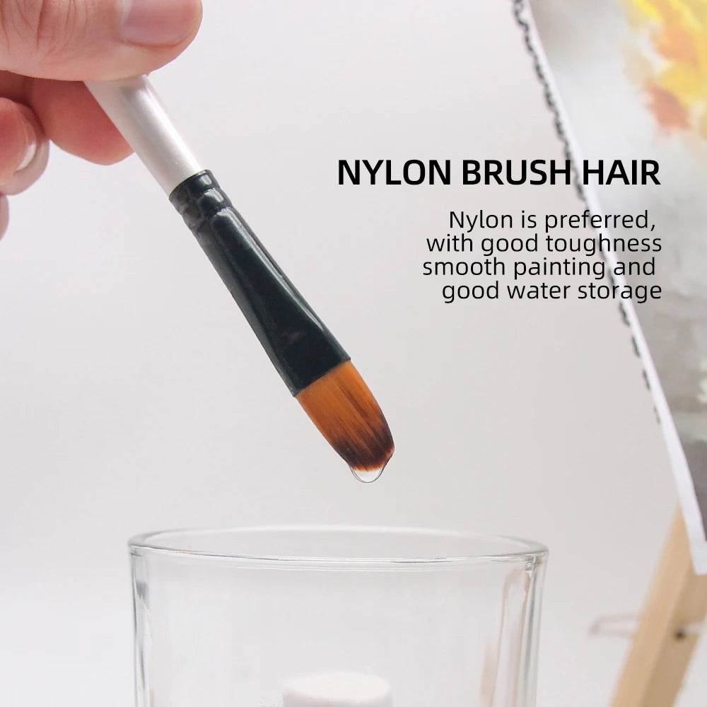 12-Piece Nylon Bristle Brushes Set for Beginners