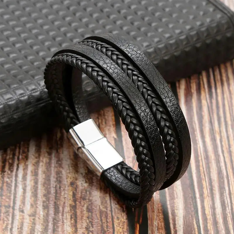 CowLost | fashion-braided-rope-woven-multilayer-leather-men-bracelets-punk-mental-magnet-bangle-for-friend-charm-jewelry-gifts |28