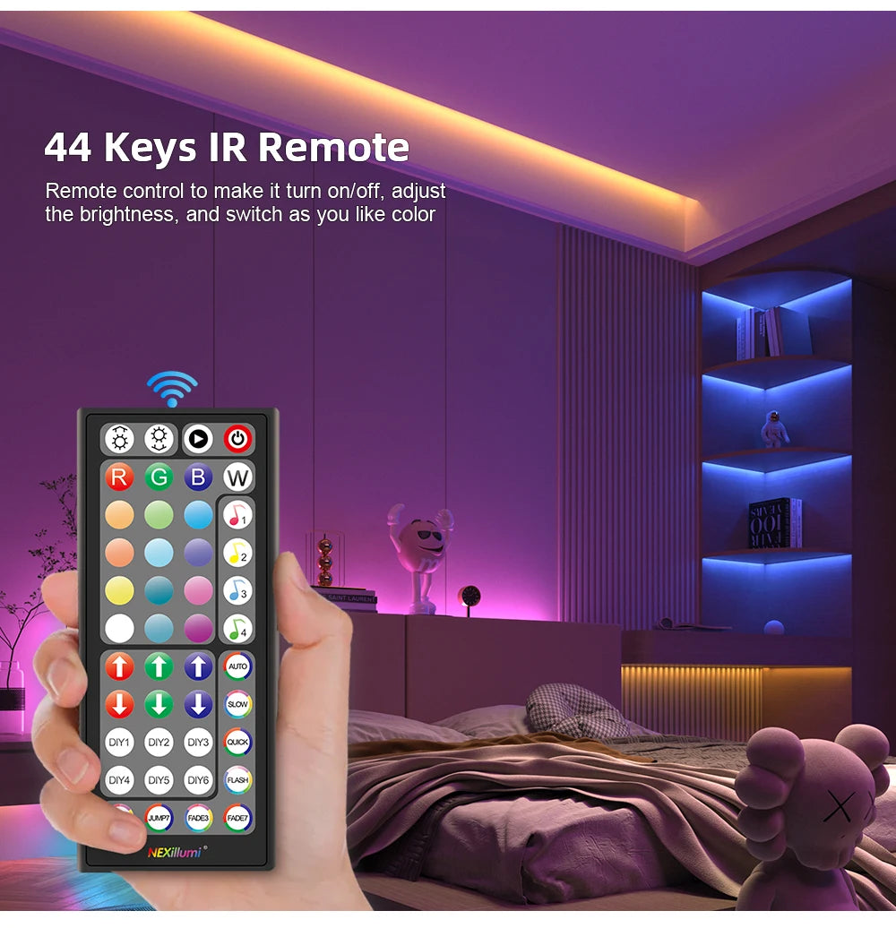 RGB 5050 LED Strip Light 12V 30 LEDs/M Music Sync APP Remote Control Flexible Tape