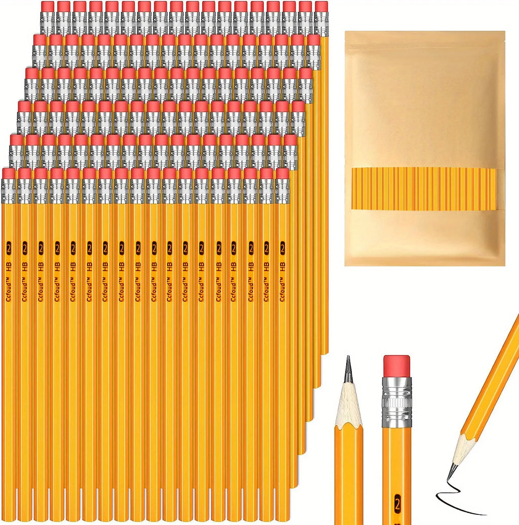 CowLost | standard-erasers-product_id-50-100-150pcs-hb-wood-cased-pencils-with-eraser-top-for-drawing-and-school-supplies |5