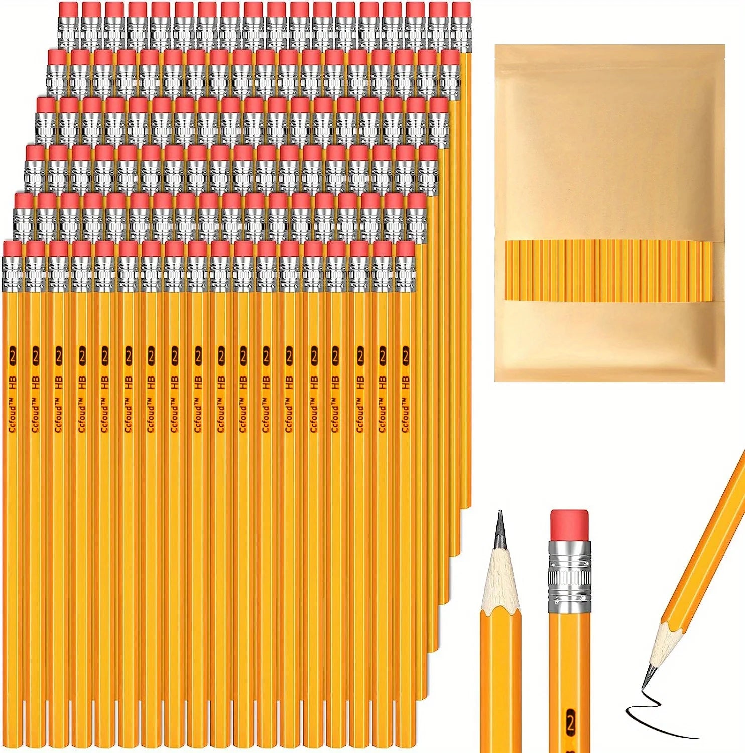 CowLost | standard-erasers-product_id-50-100-150pcs-hb-wood-cased-pencils-with-eraser-top-for-drawing-and-school-supplies |5