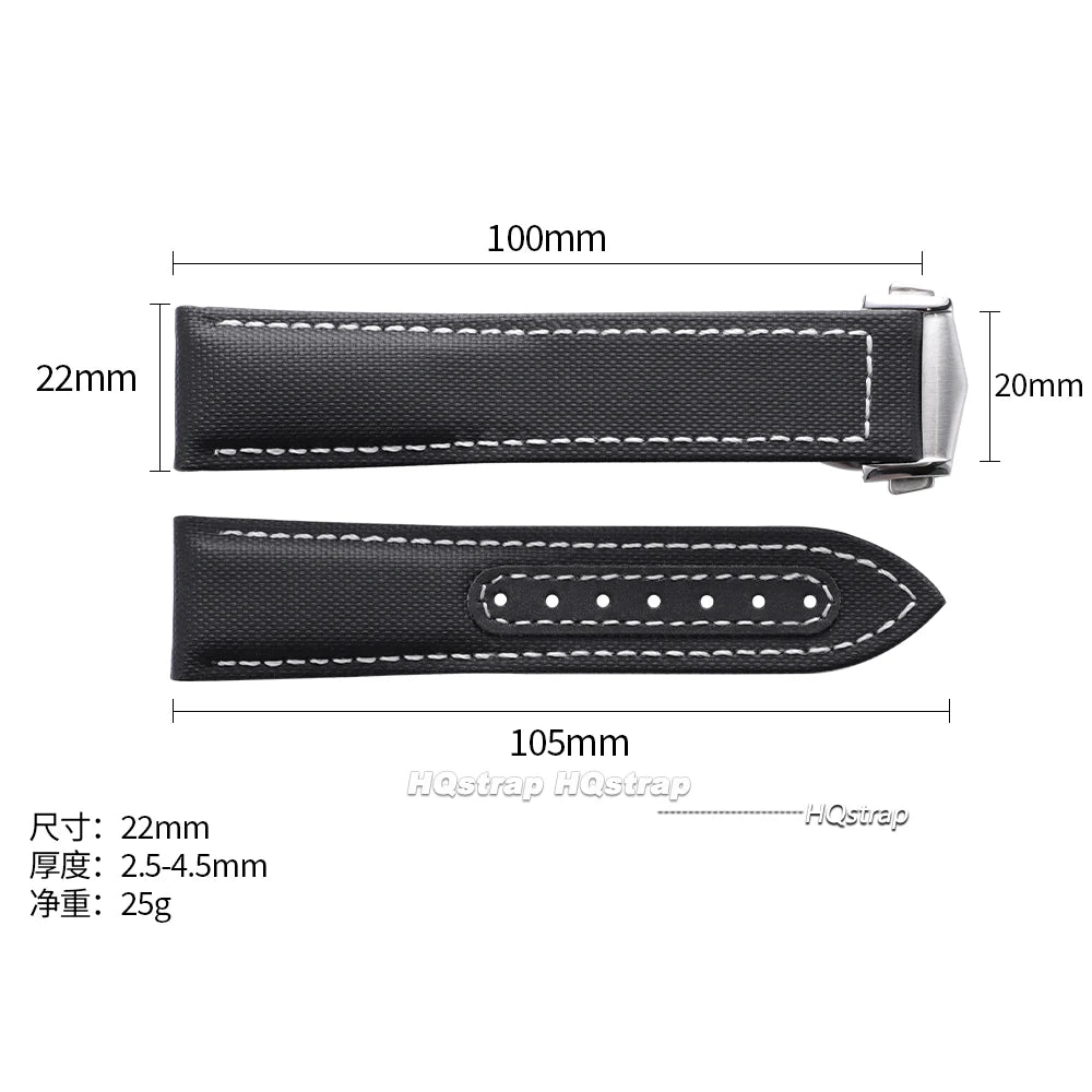 CowLost | for-omega-sailcloth-nylon-watch-band-20mm-22mm-waterproof-sailcloth-strap-black-blue-men-sport-bracelet-folding-buckle-wristband |9