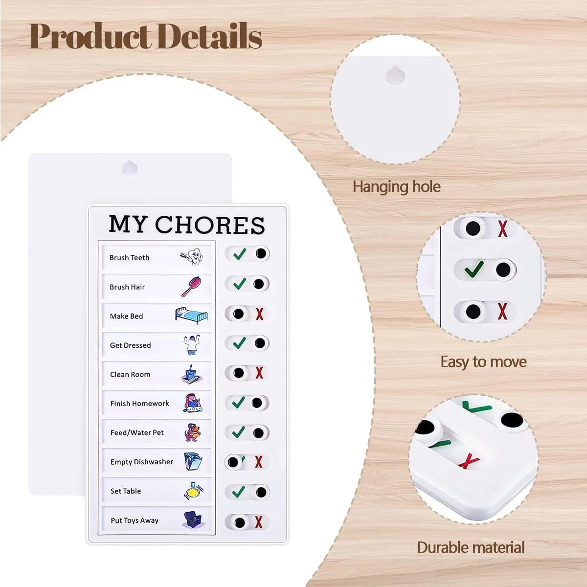 1 PC Kids Chore Chart with 5 Pcs Blank Card