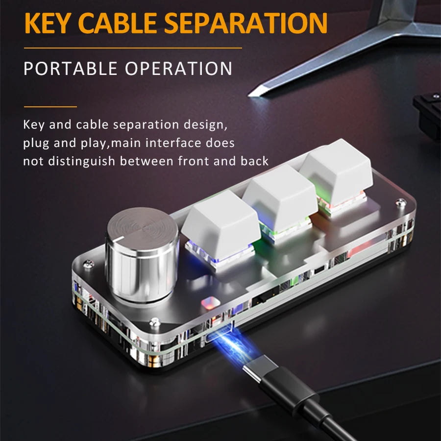 CowLost | product_id-2-4g-bluetooth-mini-mechanical-keyboard-3-key-with-macro-knob-hot-plug |4