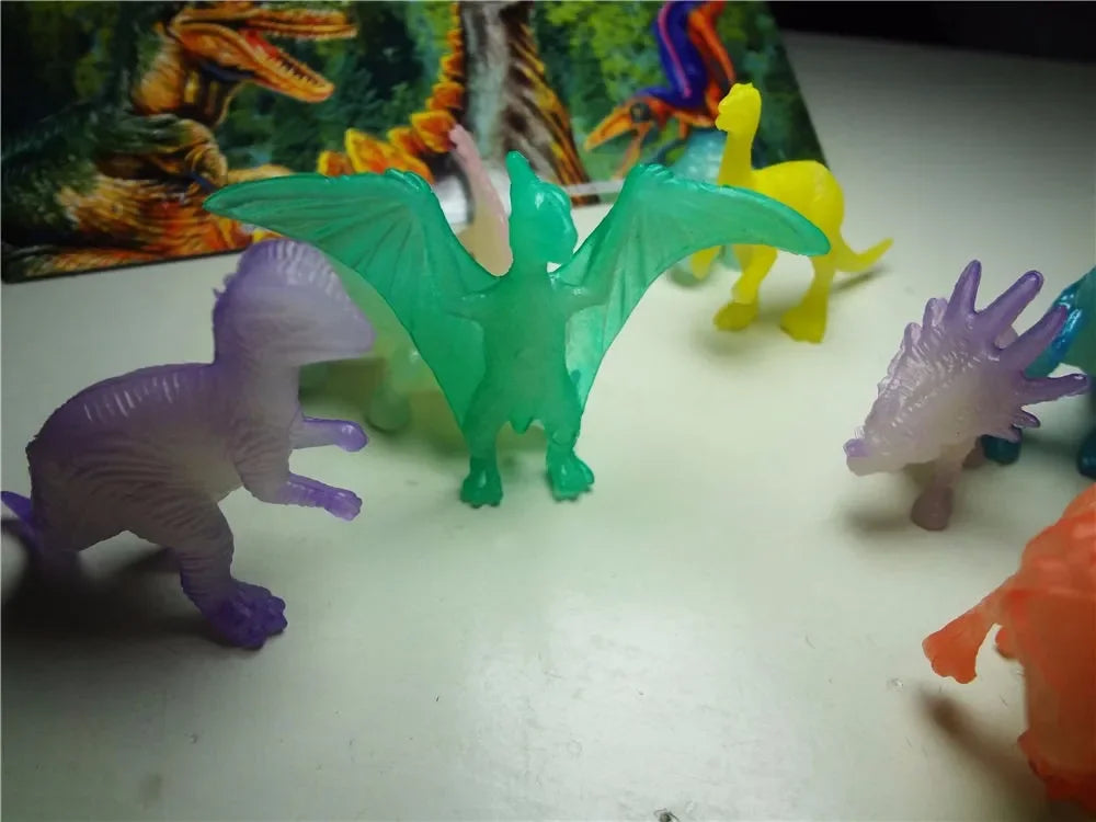 16Pcs Glow-in-the-Dark Mini Dinosaur Figure Toys Set
