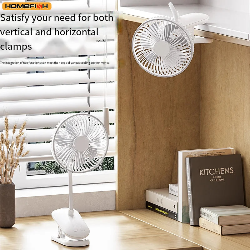 CowLost | product_id-homefish-3600mah-portable-clip-fan-4-gears-quiet-720-rotatable-battery-fan |3