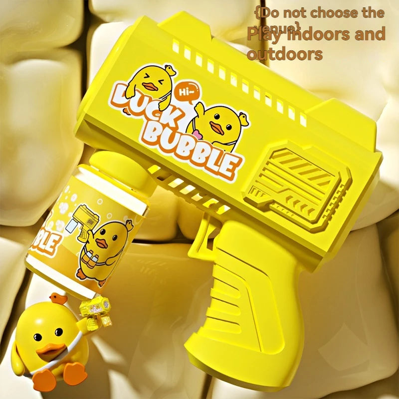 CowLost | nice-fully-automatic-yellow-duck-stickers-space-bubble-blowing-toy-bubbles-gun-outdoor-bubble-machine-gift-holiday-gift-toy |6
