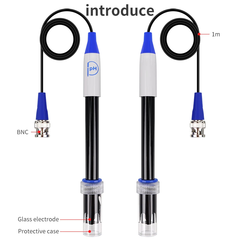 PH Electrode Probe BNC Connector ORP Replacement Sensor IP65 Glass Composite for Lab Aquarium