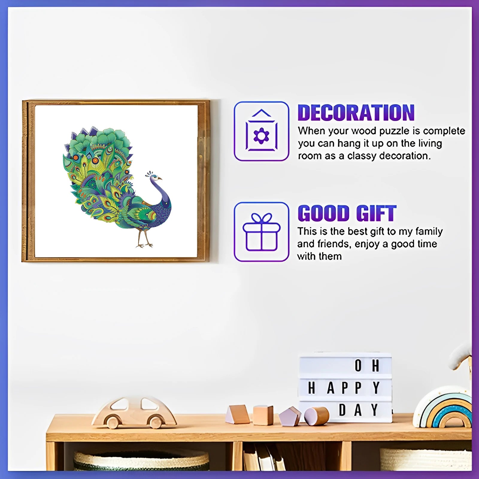 CowLost | product_id-peacock-pattern-wooden-3d-puzzle-toy-irregular-animal-shape-gift-for-adults-and-kids |3