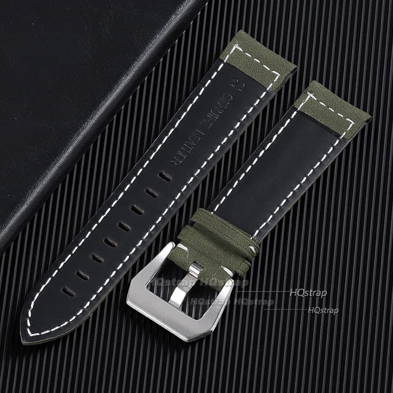 Vintage Matte Leather Watchband Strap 18-24mm Black Blue Brown Unisex