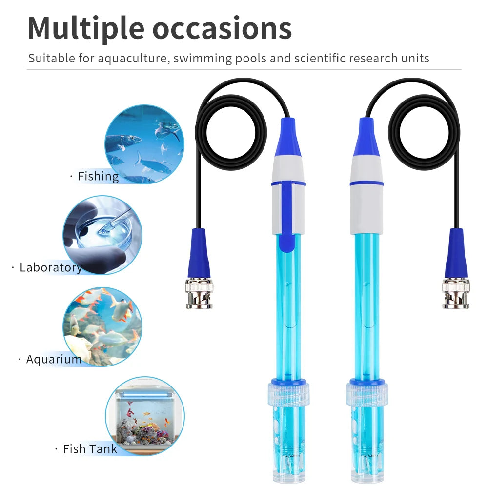PH Electrode Probe BNC Connector ORP Replacement Sensor IP65 Glass Composite for Lab Aquarium