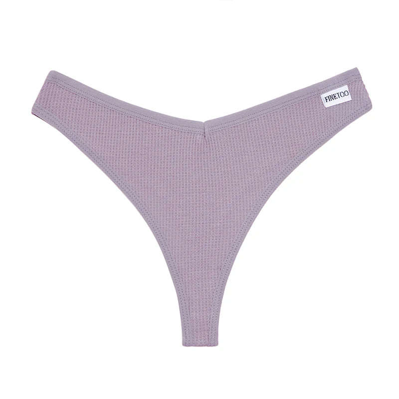 CowLost | activewear-pants-3pcs-cotton-waffle-women-s-sexy-thong-panties-set |25