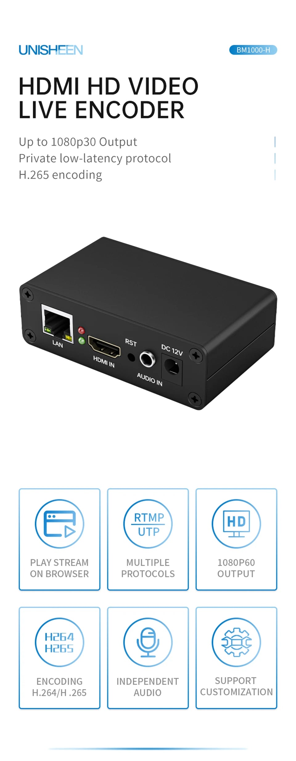 CowLost | 3d-printer-accessories-hdmi-to-ip-hd-video-encoder-system-1080p-h-265-h-264-iptv-streamer |16