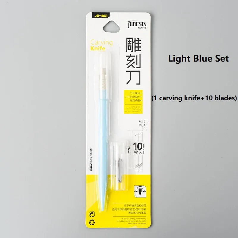 CowLost | product_id-junesix-801-carving-knife-with-10-blades-9-colors-diy-engrave-pen-art-supplies |13