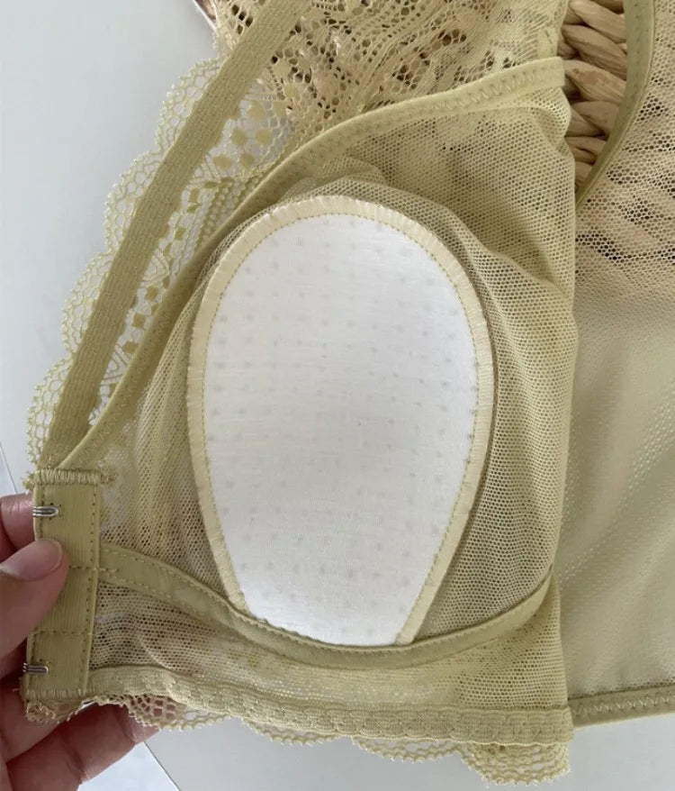 CowLost | womens-large-size-bra-with-front-buckle-lace-rabbit-ears-vest-style-underwear-for-full-chest-thin-figure-new-fashion-trend |6
