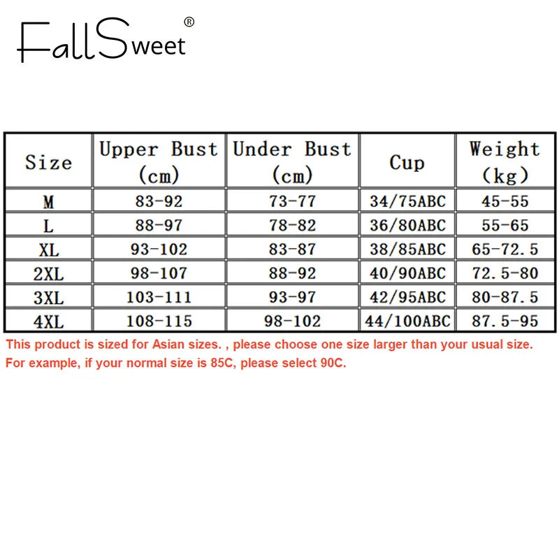 CowLost | fallsweet-3pcs-plus-size-push-up-bra-for-women-wireless-lift-up-anti-sagging-brassiere-adjustable-straps-seamless-lingerie-m-4xl |3