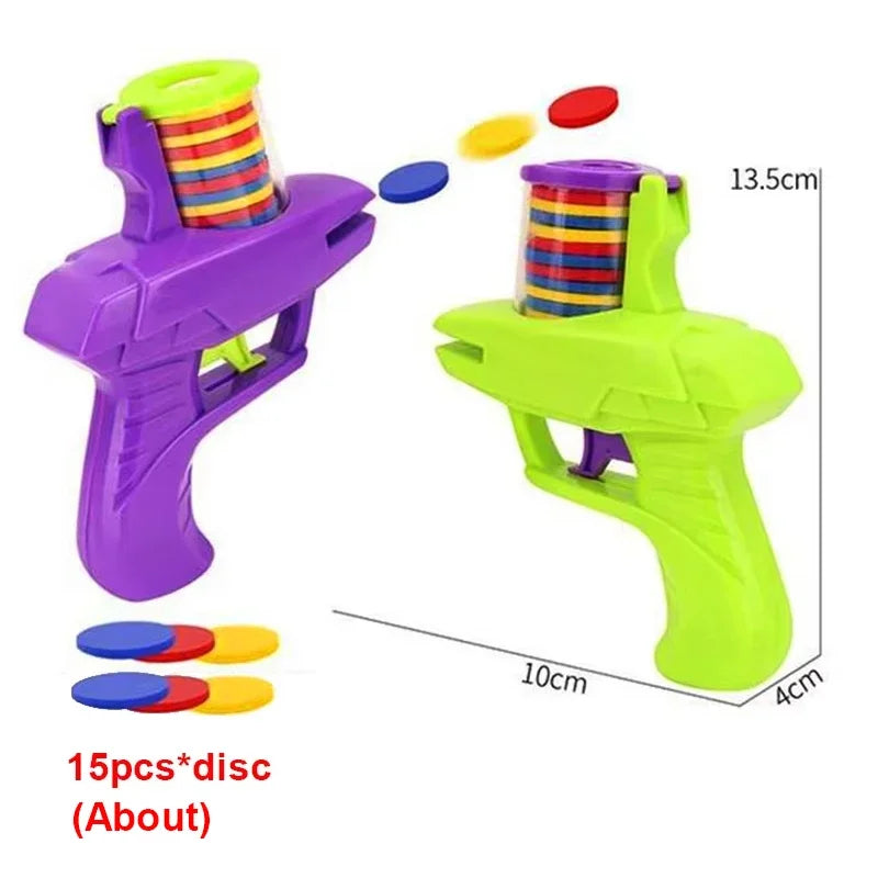 Kids Outdoor Foam Disc Shooting Launcher Toy Double Parent-Child Interactive Gift