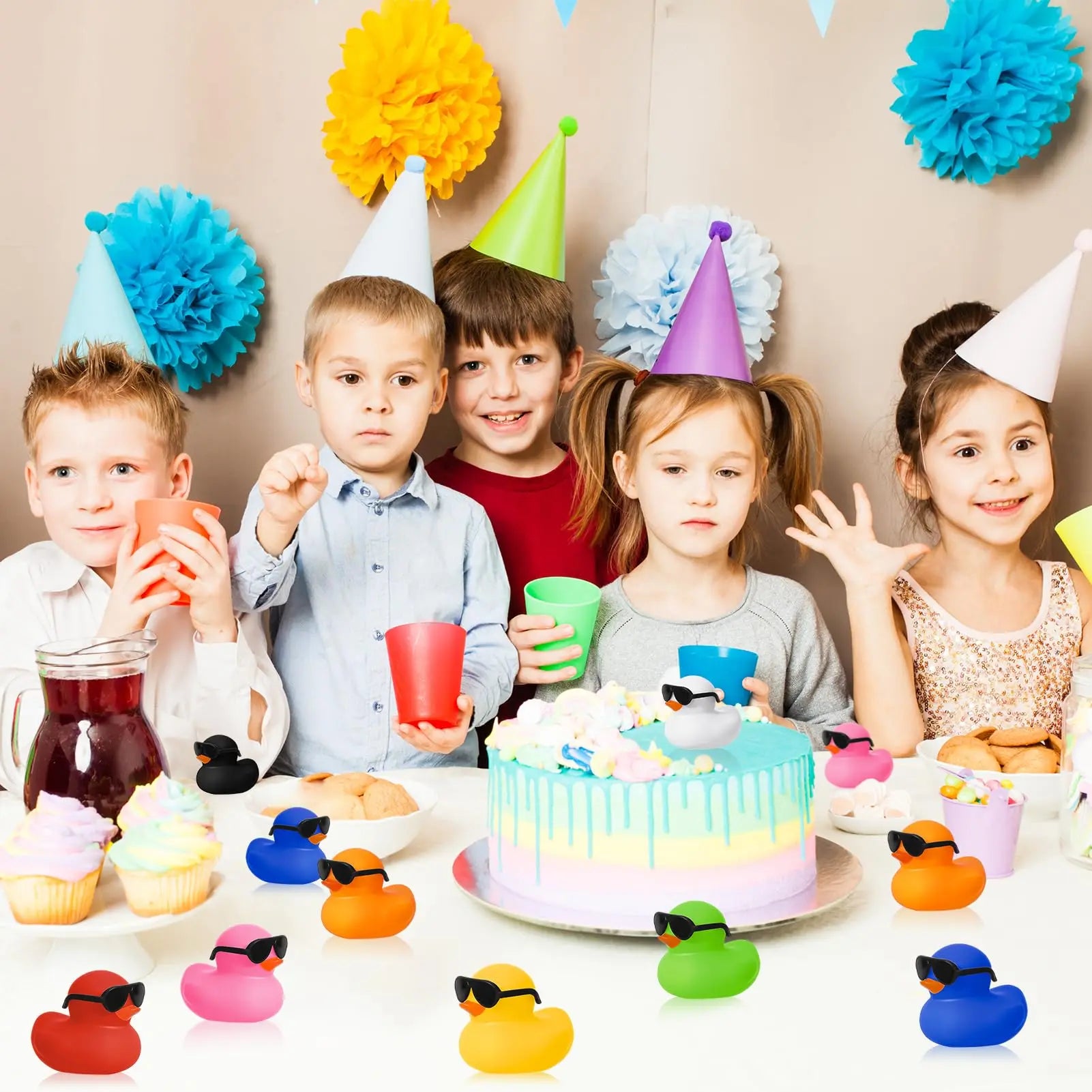 CowLost | product_id-6-12-24-48pcs-mini-rubber-duck-bath-toys-squeak-and-float-for-toddlers-boys-girls |9