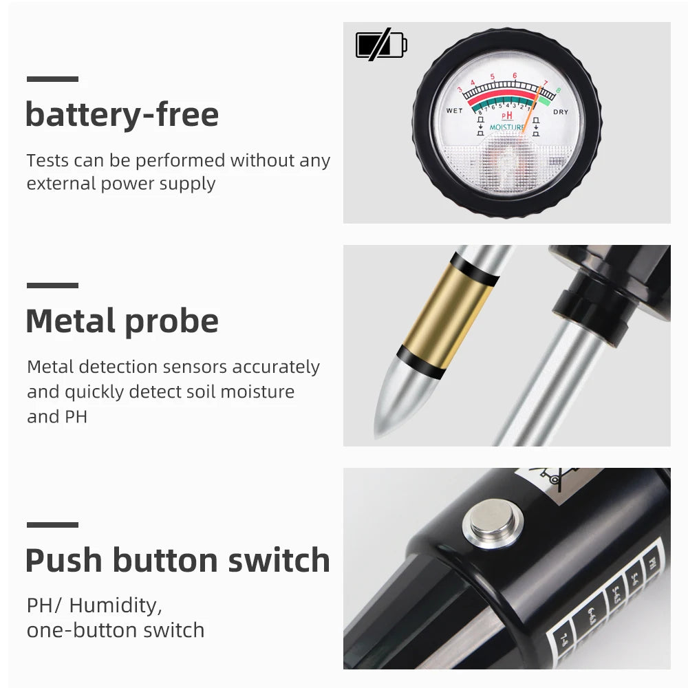 Handheld Digital Soil PH & Moisture Tester Waterproof Meter for Garden Plants
