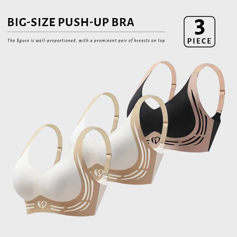 CowLost | fallsweet-3pcs-plus-size-push-up-bra-for-women-wireless-lift-up-anti-sagging-brassiere-adjustable-straps-seamless-lingerie-m-4xl |11