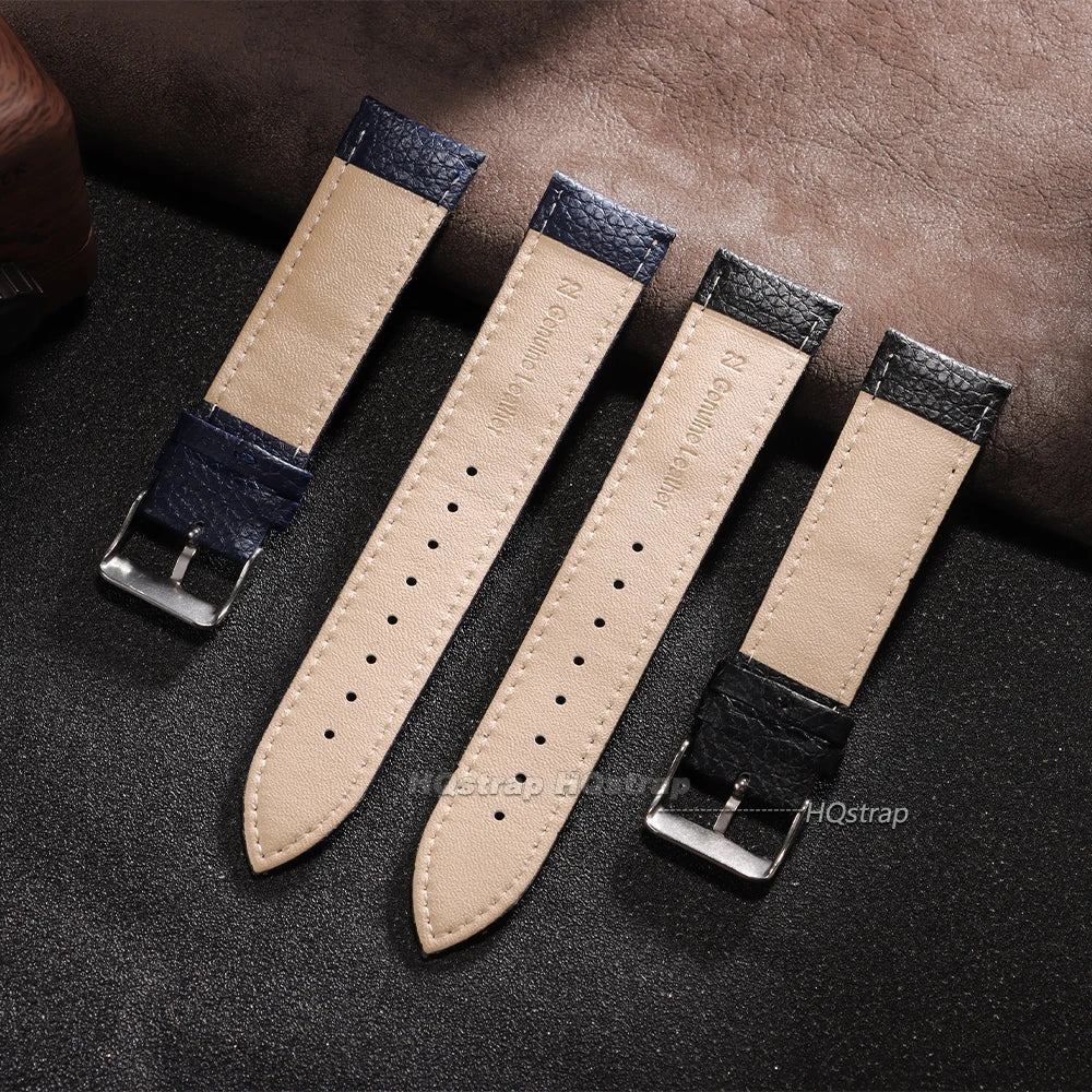 Soft Leather Lychee Pattern Cowhide Watch Strap Replacement 10-22mm