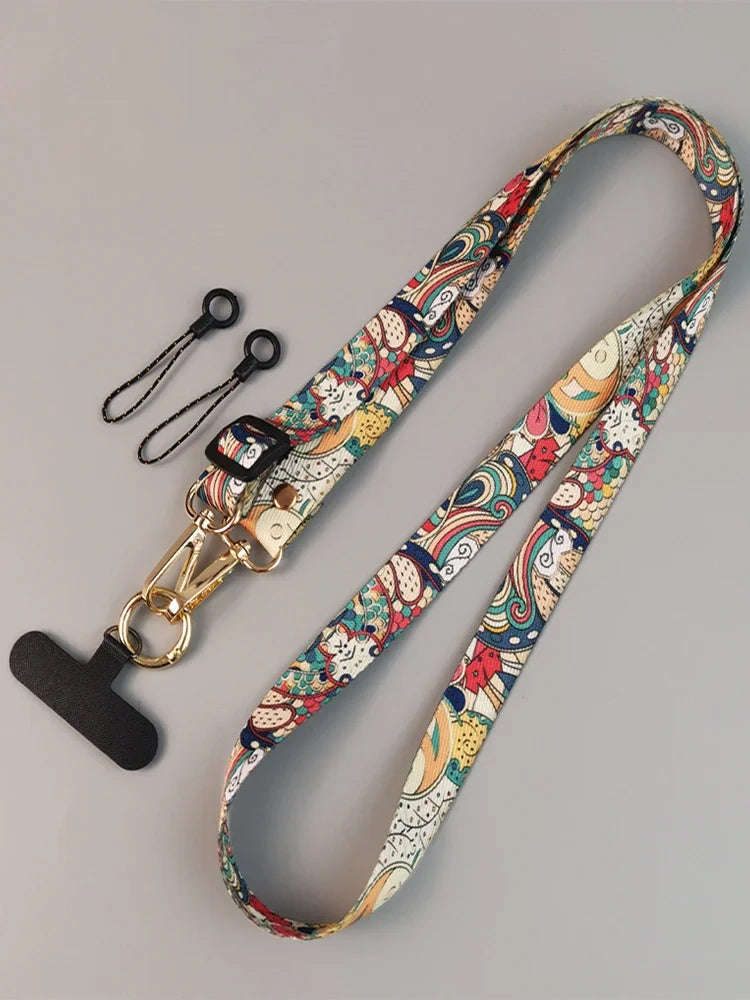 CowLost | uncategorized-adjustable-graffiti-pattern-long-crossbody-phone-lanyard |2
