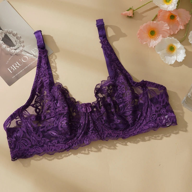 CowLost | sexy-push-up-hollow-out-lace-bras-women-mesh-transparent-lingerie |16
