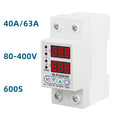 40A/63A Adjustable Digital Voltage Relay 220V Circuit Breaker Surge Protector Over & Under Current Protection