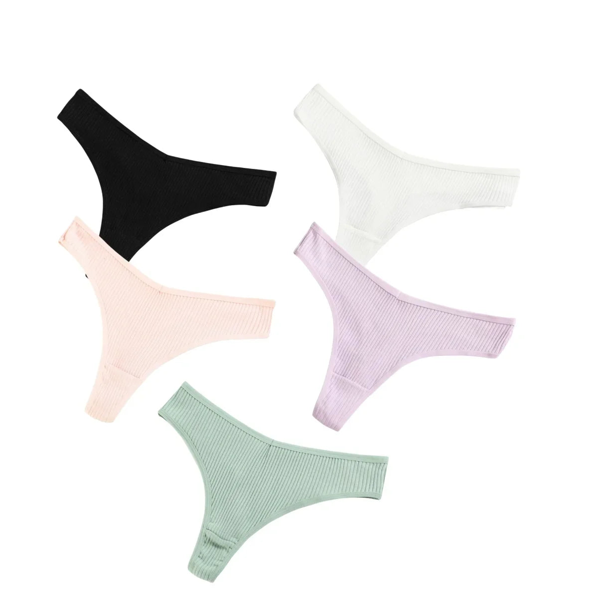 CowLost | product_id-5pcs-womens-cotton-low-rise-v-shape-g-string-thongs-solid-colors-m-xxl |24