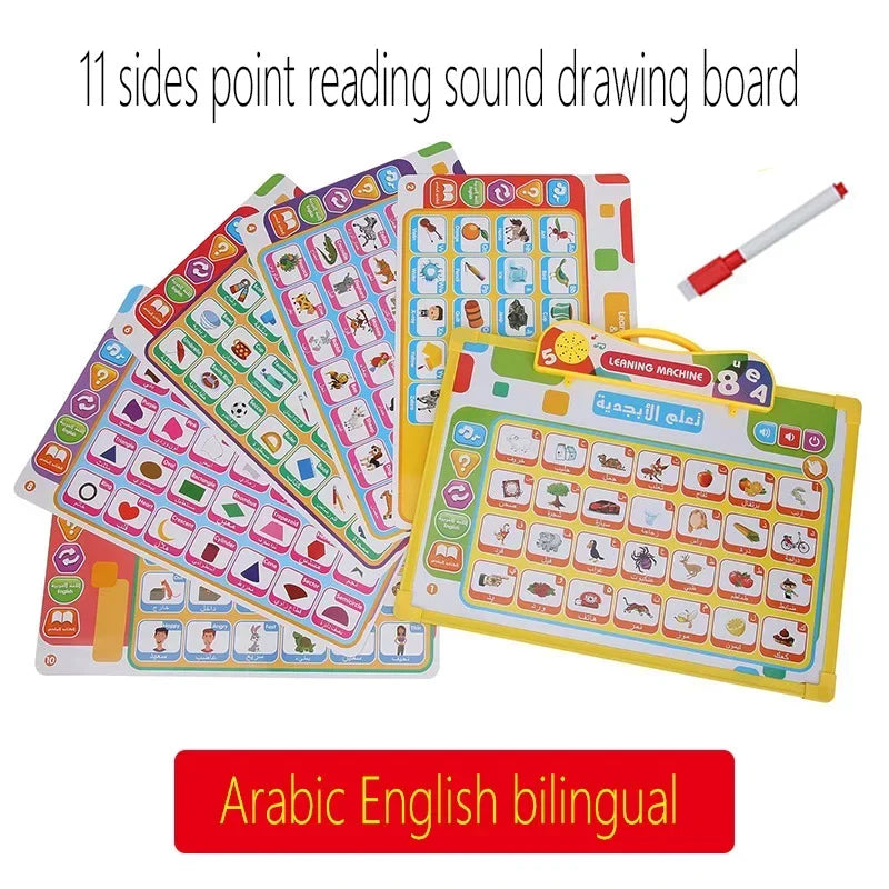 Muslim Kids Arabic Electronic Learning Board with 11 Themes Alphabet Number Words Sound Toy