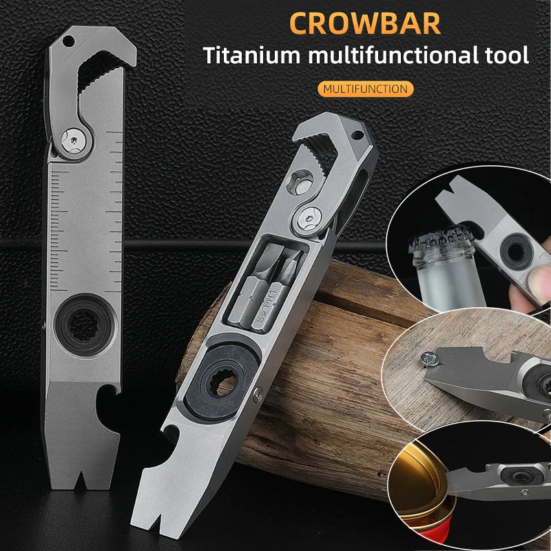 CowLost | tools-tc4-titanium-alloy-crowbar-edc-tool-set-with-screwdriver-wrench-and-eternal-pen-for-outdoor-camping-gift |1