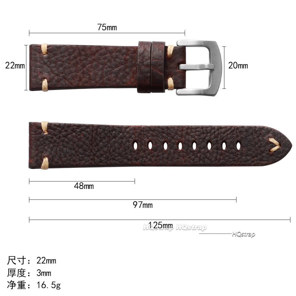 CowLost | product_id-handmade-vintage-cowhide-leather-watch-strap-18mm-20mm-22mm-black-brown-unisex-for-smartwatch |8