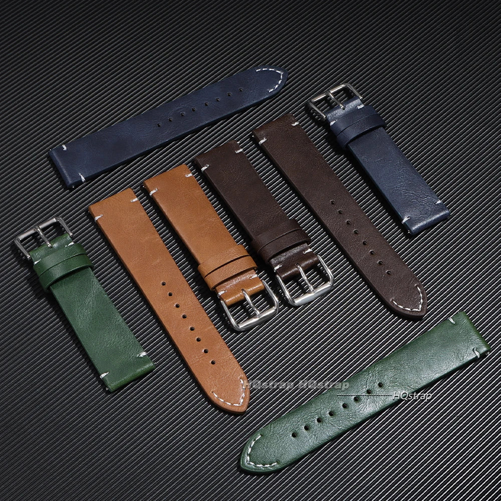 Calfskin Leather Quick Release Watch Band 18-24mm Soft Wrist Strap for Samsung Seiko Smartwatches