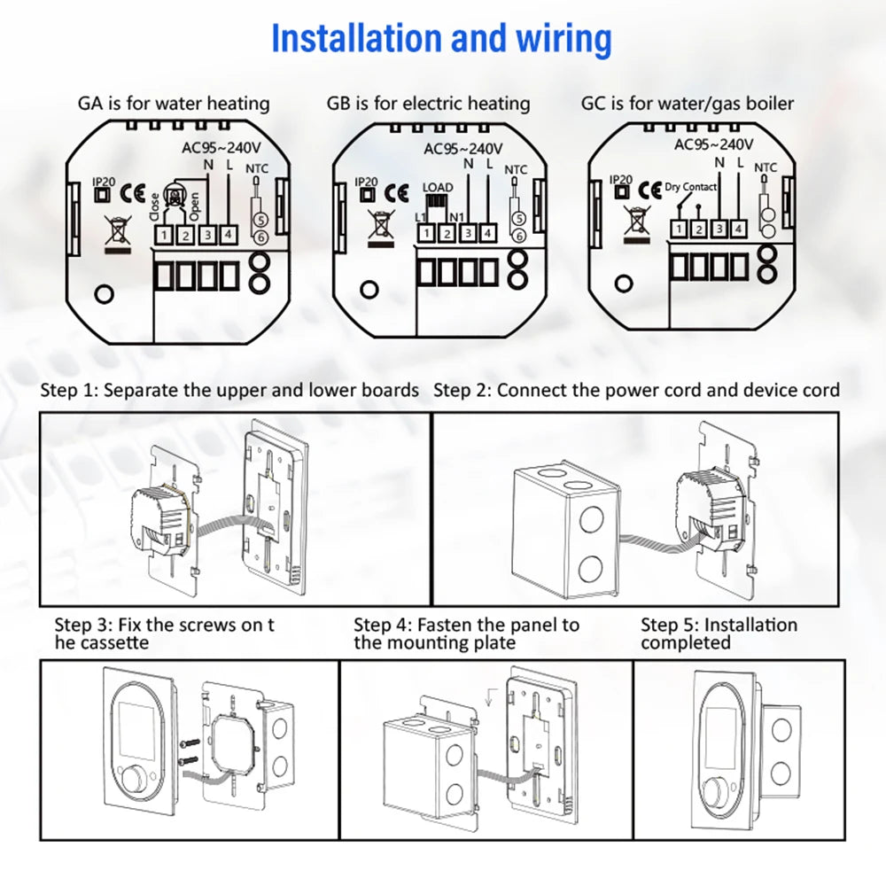 Smart WiFi Programmable Knob Thermostat for Electric Floor Heating & Gas Boiler