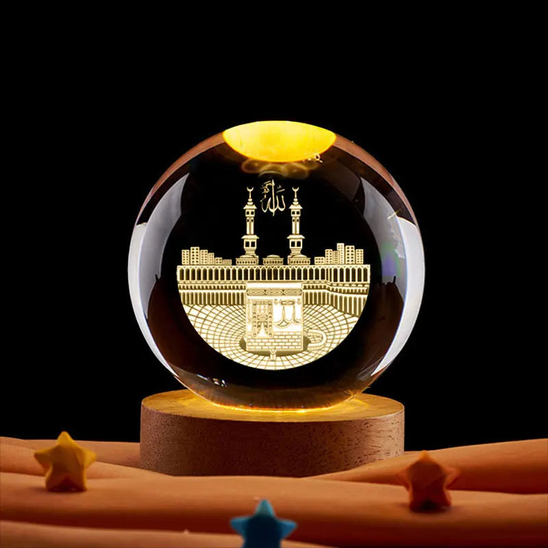 CowLost | 6cm-3d-crystal-ball-night-light-ramadan-decoration-for-home |10