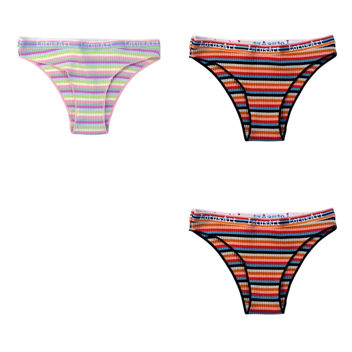 CowLost | product_id-3pcs-women-s-low-waist-striped-cotton-briefs-m-xxl-breathable-panties |32
