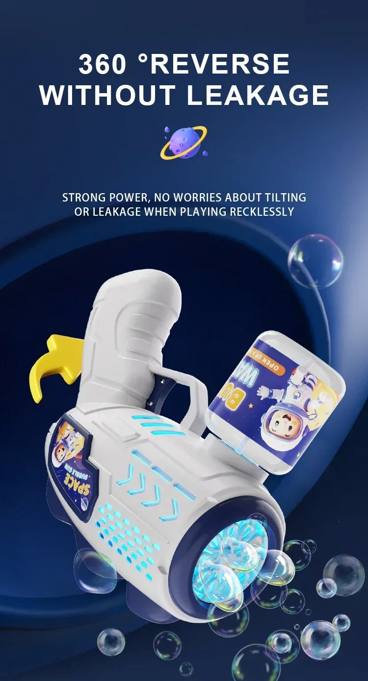Space Astronauts Automatic Bubble Gun with Bubble Liquid Toy for Kids Gift